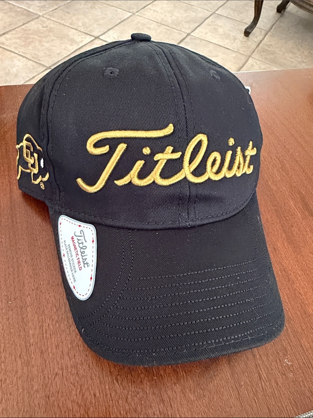 Titleist Black and Gold Embroidered Logo Golf Hat